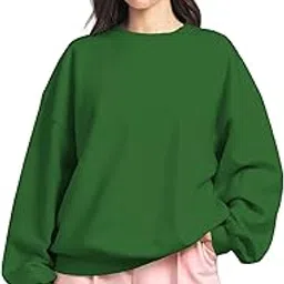 boldgenz Solid Oversized Sweatshirt for Women – Winter Fleece Pullover, Drop Shoulder Baggy Korean Streetwear, Casual Cotton Crewneck Sweater, Long Sleeve Plain Jumper, Stylish Warm Oversized Hoodie Tops-picture-11