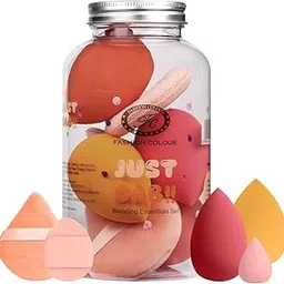 Fashion Colour Just Dab!! 12PCS Makeup Sponge Set – Beauty Blender, Powder Puff & Cushion Puff Set for Foundation, Concealer & Powder – Reusable, Flexible, All Skin Types – Blending Essentials in Jar (02)-picture-11
