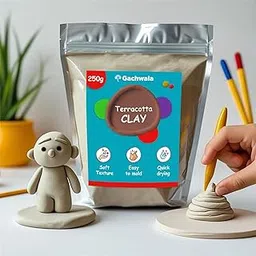 Gachwala Terracotta Clay Dough 250gm | Air Dry & Moulding Clay for Lippan Art, Sculpting, DIY Craft & Ceramic Work | Modelling Clay for Artistic & Creative Projects-image-15