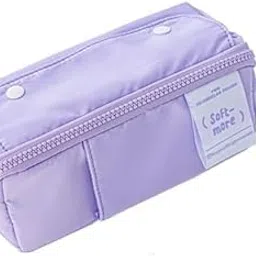 Invite Multi-Functional Soft Pencil Case for Girls – Large Capacity Zipper Pouch with Multiple Compartments – Aesthetic Stationery Organizer for School, College & Office (Soft More-Purple Pouch)-picture-10