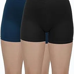 amul comfy Women's Plain/Solid Black & Navy Outer Elastic Skirt Shorts - Pack of 2 (#Skirt-Shorts-105cm)-picture-39