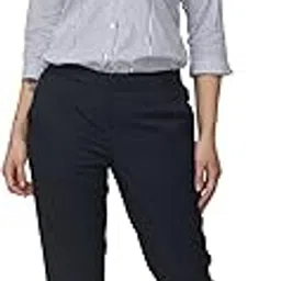 wearhouse Women's Polyester Solid Checkered Trousers Pant | Regular Fit for Office | Formal | (Black)-picture-17