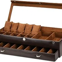 essart Faux Leather Croro-Finish-Print Sunglasses case Double Storey Magnetic Closure Sunglasses Box Organizer, Transparent lid Feature-picture-30