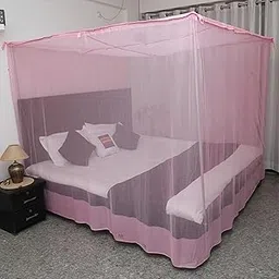 Mosquito Net for Bed Heavy Quality HDPE NET Queen Size Premium Machardani I Strong and Durable I Protection for Baby Insect Protection Net (Pink, 6 x 7) image 1