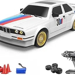 Rc Drift Remote Control Car 1:24 Scale, High-Speed, 4Wd, Lights, Rechargeable Racing Car, Drifting Tires, 2.4Ghz, for Kids (B.M.W. RC Drift Car-White)-image-4