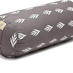 Wiselife Round Yoga Bolster - Grey Cotton Filled Cushion for Iyengar Yoga, Meditation & Posture Correction-image-39