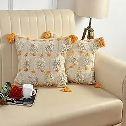 Wisdom Decor Cotton Hand Crafted Pit Loom Cushion Cover, Bohemian Couch 200 TC Cushion Cover, Boho Design (16" X 16", WDM175) Pack Of 1,Multicolor-picture-24