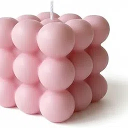 Bubble Shape Decorative Candle, Cube Design, Pink & Green Frangnace Levendar & Soy Wax (Pack of 2)-picture-31