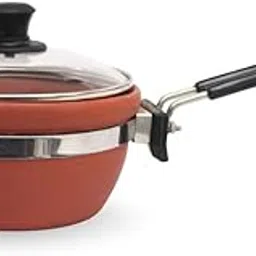 1.5 LTR Artisan Mitti Fry Pan with Glass Lid | Handmade Natural Clay Cookware for Daily Use-picture-57