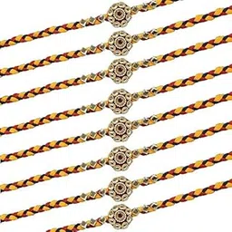 Unique world Set of 8 Designer Mauli rakhi for Brother and Bhabhi-picture-42