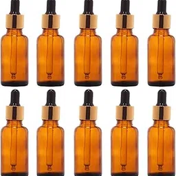 SHARRETS VITALAB's 30ml Amber Glass Dropper Bottles (Pack of 10) – Premium Reusable Bottles for Essential Oils, DIY Blends, Perfumes & Cosmetics – With Gold Ring, Black Silicone Teat & Glass Dropper-image-38
