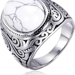 the men thing Titanium Steel Vintage Ring With White Stone, For Men (White Stone - Size 21)-picture-26