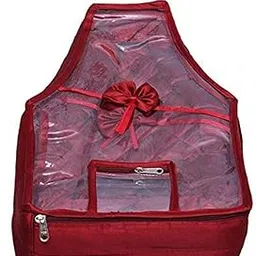 Kuber Industries Non Woven Blouse Cover/Cloth Organizer|Solid Color & Foldable Non woven Fabric|Tranparent Window With Zipper closure|Size 43 x 30 x 13, (Maroon)-picture-13