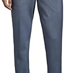 louis philippe Men Blue Slim Tapered Fit Textured Flat Front Formal Trousers-picture-28