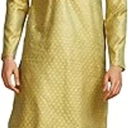 manyavar Men's Art Silk Blend Self Design Kurta Set (2pcs)-picture-41
