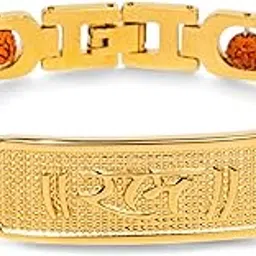 nexsoul Ram Rudraksha Bracelet for Men | Premium Panchmukhi Rudraksha | Gold Plated Men's Bracelet | Spiritual Jewellery | Free Size (8 Inches Long)-picture-24