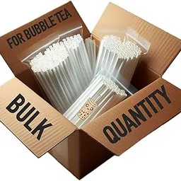 Bulk Quantity Biodegradable Paper Straws | 12MM Wide | 2000 Straws (1 Box) | White | for Thick Shakes and Bubble Tea (Boba Tea)-picture-26