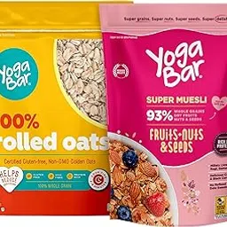 Yogabar Breakfast Oats and Muesli | Fruits and Nuts Muesli | Super Oats Premium Golden 100% Rolled Oats Combo Pack - 800gm-picture-25