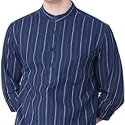 crimsoune club Men's Navy Blue Striped Kurta image 1