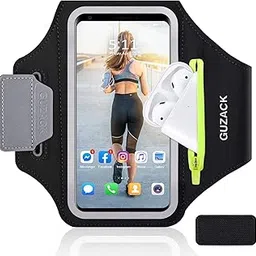 Guzack Running Armband, Sports, Running, Smartphone, Armband (Face Authentication, Touch Operation, Stores Smartphones, Airpods, Cards, Keys, Coins, Etc., Earphone Hole, Thin, Waterproof, Sweatproof, Anti-Slip Design, Night Reflective, Belt Adjustment (7.9 - 15.9 inches (20 - 40.5 cm), Compatible with Iphone, Xperia, Aquos, Arrows Galaxy, Pixel, HUAWEI/XIAOMI, VIVO, OPPO, etc., Black) Large (6. 8"))-picture-18