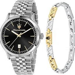 maserati Classic Date Analog Black Dial & Silver Stainless Steel Band Watches for Men - R8853118029-picture-30