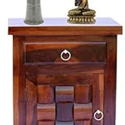 SHREE NATURAL® Solid Sheesham Wood Bedside Table with 1 Door & 1 Drawer Storage for Bedroom Furniture| Wooden Corner Tables | Nightstand Side Table for Storage (Honey Finish)-picture-35