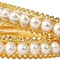 suratdiamond Real Freshwater Pearl & Gold Plated Bangles with Screw for Women (BGP13)-picture-29