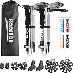 2 PCS Collapsible Trekking Poles Set Men Women Walking Poles Lightweight Hiking Sticks for Trekking Camg Traveling Climbing(Blacks)-POOWE-image-58