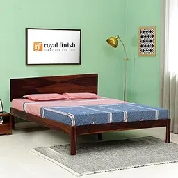 Royal Finish Upexico Queen Size Without Storage Bed in Solid Sheesham Wood with Natural Honey Color with Matte Finished Without Sofa Set in King Size (Queen)-image-91