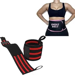 FIT DIV™ Wrist Support Band/Wraps with Thumb Loop Strap & Sweat Waist Trimmer Yoga Wrap Weight Loss Fat Burner Slimming Belt for Adults-picture-58