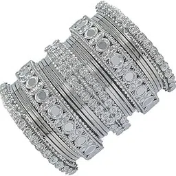 tiny troves Fashion Set of 18 Bangles Set for Women | Oxidised Silver Plated Celebrity Inspired Jewellery | Latest Stylish Traditional Bangle for Girls and Women-picture-53