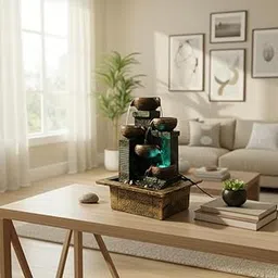 ALILA Elegant Indoor Water Fountain for Home Living Room Decor – Tabletop Waterfall with LED Lights & Soothing Flow for Vastu, Feng Shui, Meditation & Office Desk-picture-24