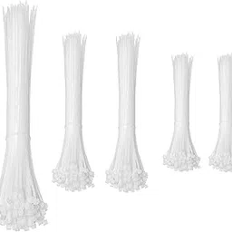 Hian White Cable Ties Assortment Pack - 500-Piece Set with 4-Inch, 6-Inch, and 8-Inch Sizes - Durable Nylon Material for Organizing Cables, Securing Bags, Gardening, and DIY Projects (Pack Of 500) image 1
