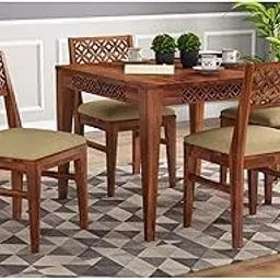 RK DECK INCREDIBLY DECOROUS Solid Sheesham Wood Dining Room Sets || Wooden Dining Table With Chairs|| Dining Table Set For Home Living Room Furniture (Cnc-Style-01, 4 Seater)-picture-25