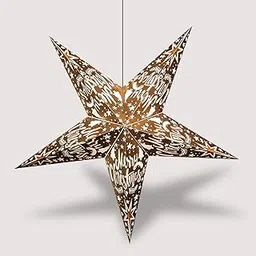 ME & YOU Large 24-Inch Paper Hanging Star for New Year & Christmas –Christams Star Stylish and Durable Decoration for Indoor & Outdoor Festivities (Golden Color)-image-77