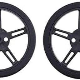 60MM Silicone Tire Wheels Compatible with FS90R Servo Motors Pack of 2 Black Plastic Continuous Rotation Wheels with Mounting Holes for Robotic and DIY Projects image 1