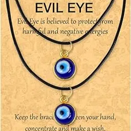 crystu Blue Turkish Evil Eye Pendant | Black Thread Evil Eye Pendant Necklace for Women Men Lucky Protection, Size 15 mm Combo 2 pc-picture-30