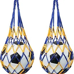 LUORNG 2Pcs Football Accessories Basketball Mesh Net Bag Single Ball Carrier for Volleyball Soccer Basketball Blue Yellow-image-63