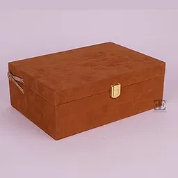 Luxury Classic Ornament Decorative Velvet Suede Trunk box for Gifting and Storage (Brown) | jewelry box | knick/knack | meant for alignment-picture-30