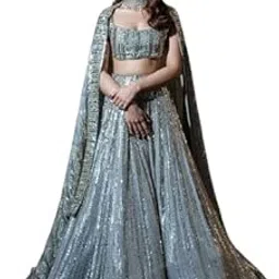Miss Ethnic Hub'S Light Grey Color Georgette Semi-Stitched Lehenga Choli With Dupatta Set For Women || Women'S Semi-Stitched Lehenga Cholis-picture-38