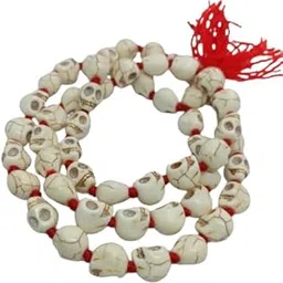 PRIYA BEADS Carved Skull Narmund Mala for Mata Kali, Shiv Sambhu Pooja| Mund Mala For Good Health, Wealth & Puja With Face Skull Beads Rosary Aghori Wearing & Puja - White, 1 Piece (Bhoot Mala)-image-3