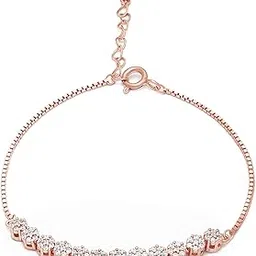 zavya 925 Sterling Silver Designer Beaded Cubic Zirconia CZ Rose Gold Plated Adjustable Chain Bracelet | Gift for Women & Girls | With Certificate of Authenticity & 925 Hallmark-picture-39