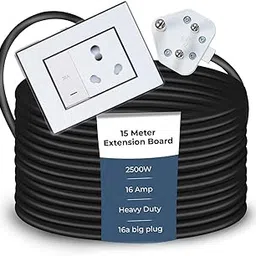 Extension Board Heavy Duty Multi Socket 15A/16A/20A 240Volts (2500 Watts 16A Big Plug and 20A Switch, 15 Meter)-image-52