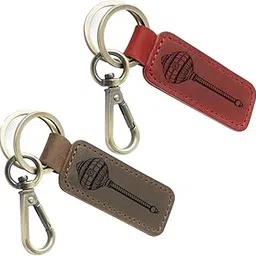 Chalk Factory Pack of 2 : Genuine Leather Car, Bike, Home Keychain, Universal Key Fob Keychain, Leather Key Chain Holder for Men and Women (Hanuman Gada -2)-picture-34