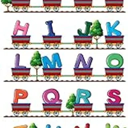 HAPPYSTICKY Kids ABC Alphabets Trains Multi Extra Large PVC Vinyl Wallsticker for Home Decorations (50 cm x 100 cm)-picture-22