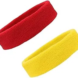 Utkarsh Set of 2 Pcs Red and Yellow Men & Women Running/Fitness/Yoga/Workout/Gym Sweat Head Band-image-92