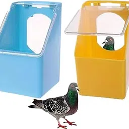 Premier Plants Bird Cage Food Feeder Single Hole Pigeon Feeder Hanging Type Feeder Cup for Cage Feeding Cup 10X10X13.5 CM (Pack of 2 Random Color)-picture-13
