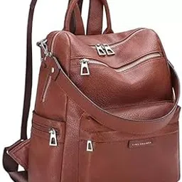 Women's Waterproof Leather Backpack, Convertible Laptop Bag with Multiple Pockets, Portable Multipurpose Lightweight Shoulder Bag with 2 Adjustable Straps Purse for Girls-picture-39