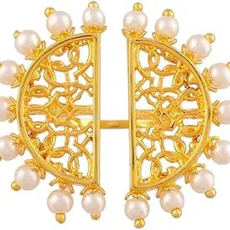 voylla Nazakat Afreen Statement Open Ring For Women|Pearl Beaded Women Statement Rings|Gift For Women |Women's Gift|Valentine Gift|-picture-24