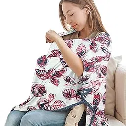 Pepperika Rayon Nursing Cover for Breastfeeding Mother Multiuse Breathable Poncho Style Shawl Scarf with Buttons Cotton Feeding Elegant Apron for Pre & Post Pregnancy (Pack of 1) Multicolour/Grey-picture-19